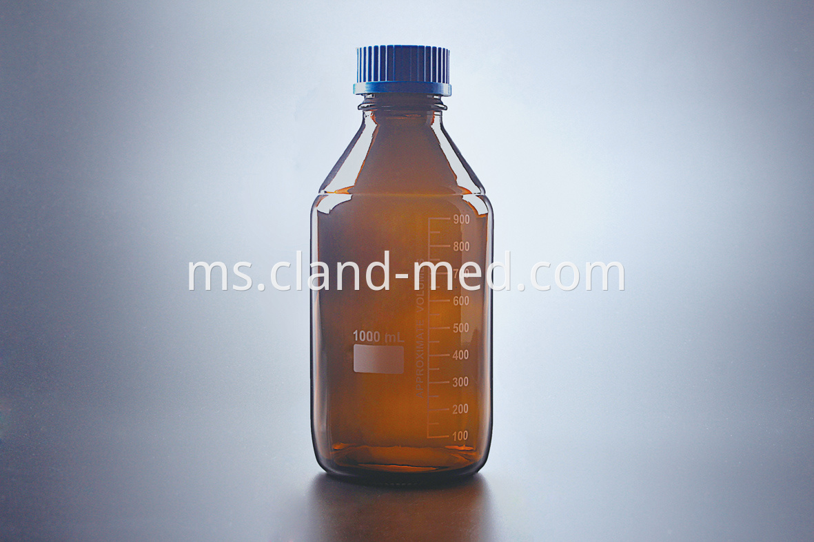 1408-1 Reagent Bottle (Media Bottle) with Plastic Blue Screw Cap,Amber